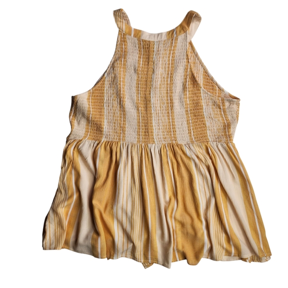 Torrid Yellow and Cream Sleeveless Button-Down Top - Picture 5 of 12